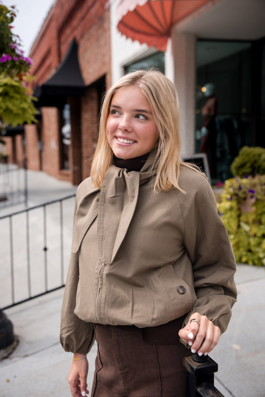 Neck Tie Jacket - Olive