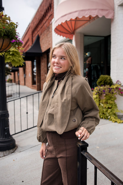 Scarf Detail Jacket - Olive
