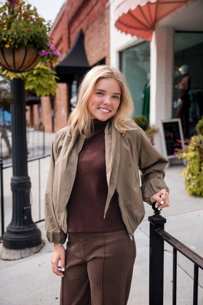Scarf Detail Jacket - Olive