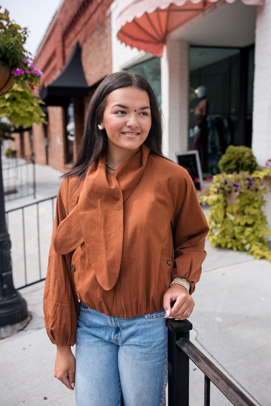 Neck Tie Jacket - Caramel