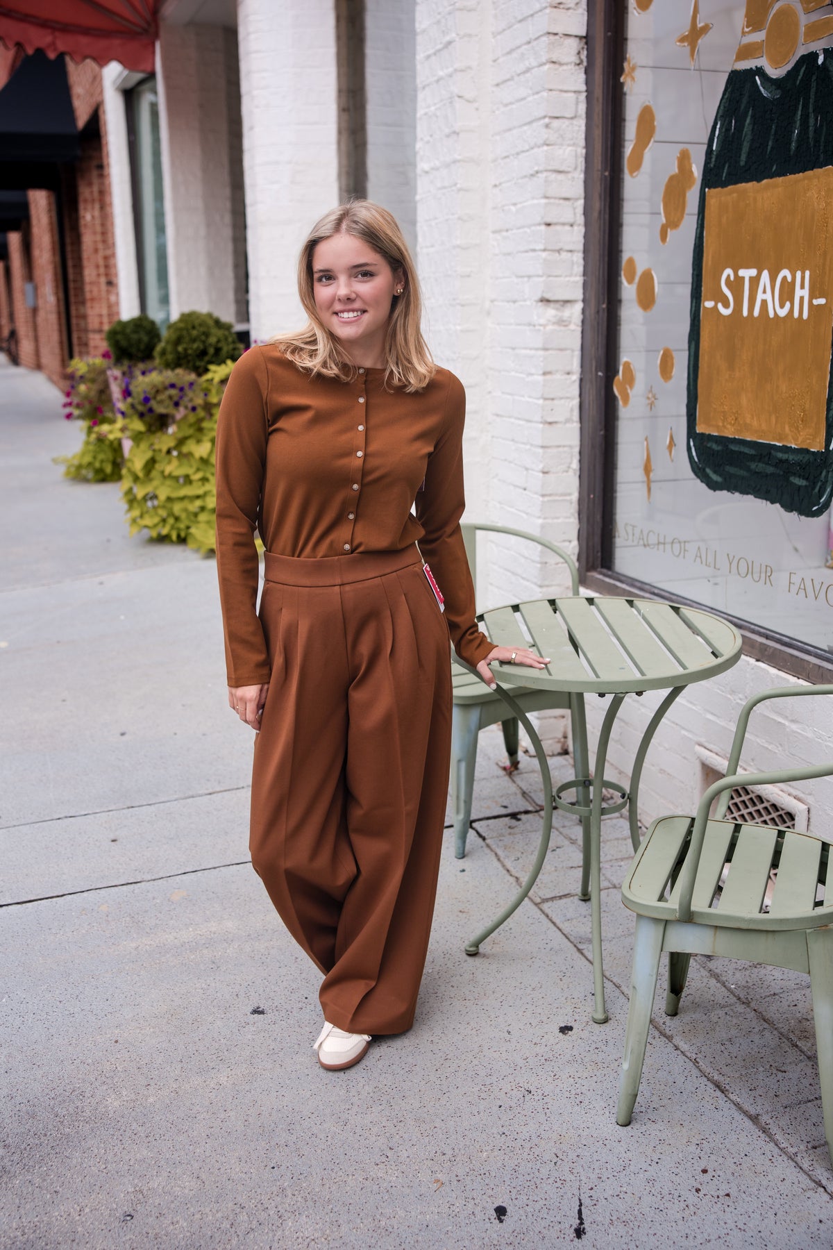 Spanx Ponte Pleated Wide Leg Pant - Brandy