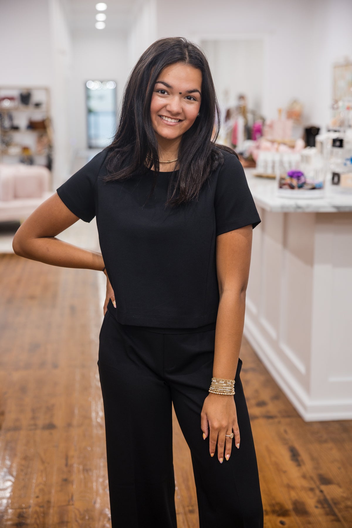 Spanx Ponte Cropped Tee Shirt - Classic Black