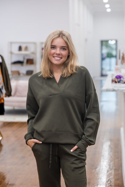 Spanx AirEssentials V-Neck Long Sleeve Top - Monstera