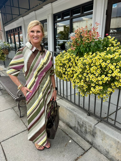Justine Dress - Vineyard Stripe