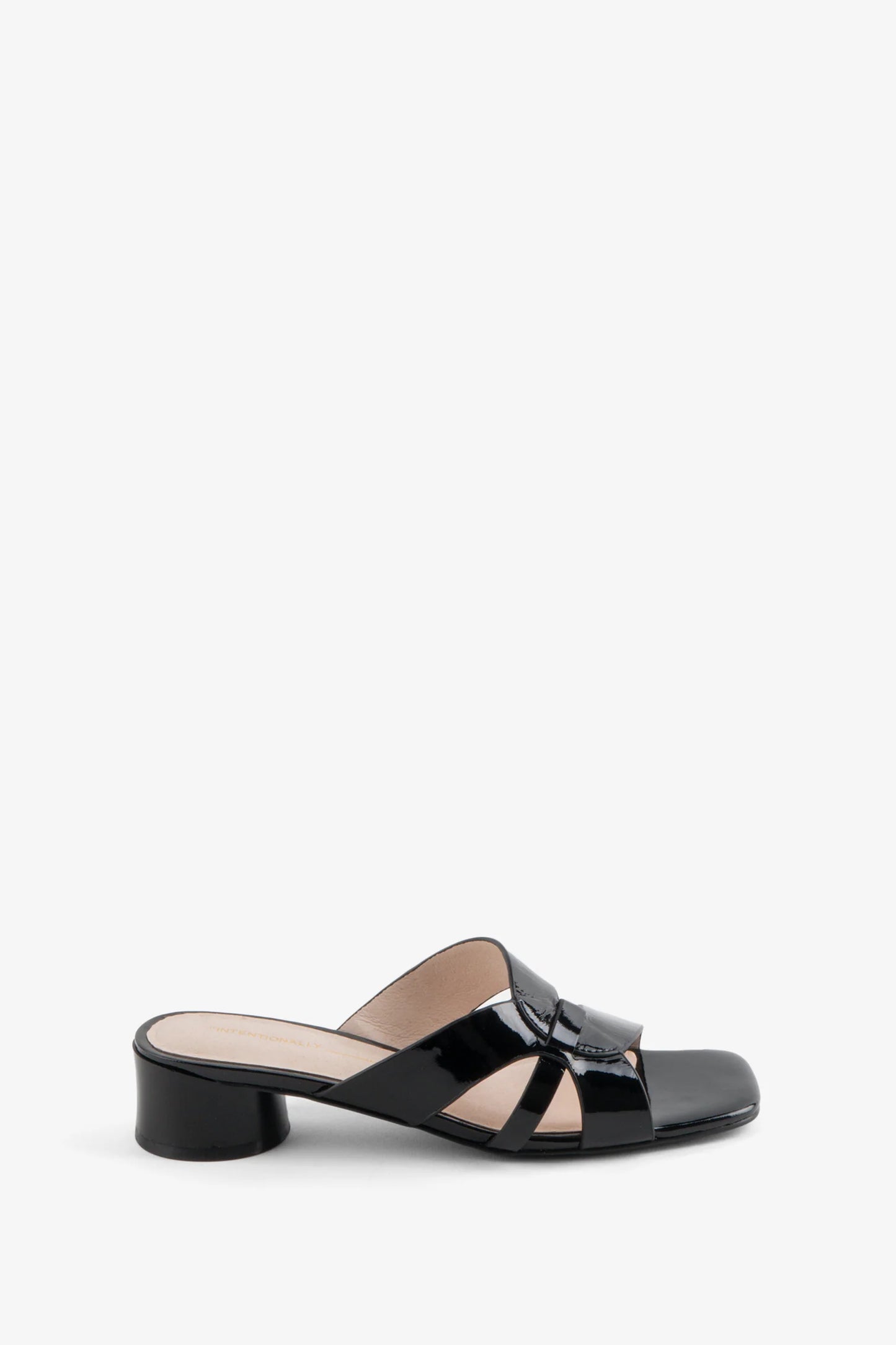 Beatrix Heeled Sandal - Black Crinkle Patent Leather