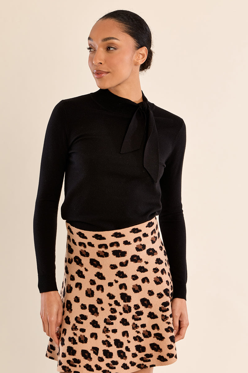 Bow Detail Knit Sweater - Black