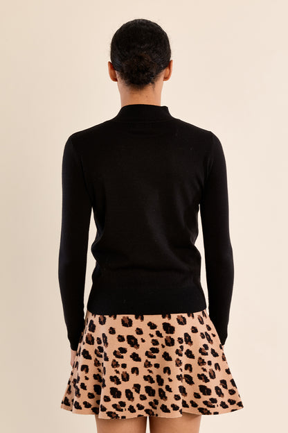 Bow Detail Knit Sweater - Black
