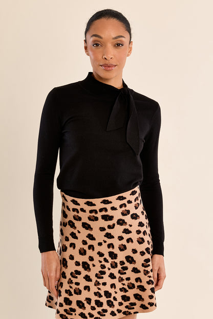 Bow Detail Knit Sweater - Black