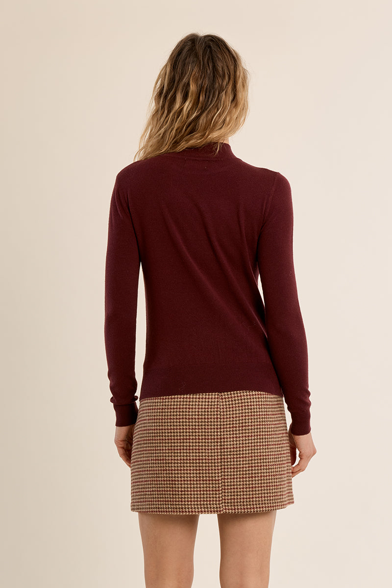 Bow Detail Knit Sweater - Dark Red