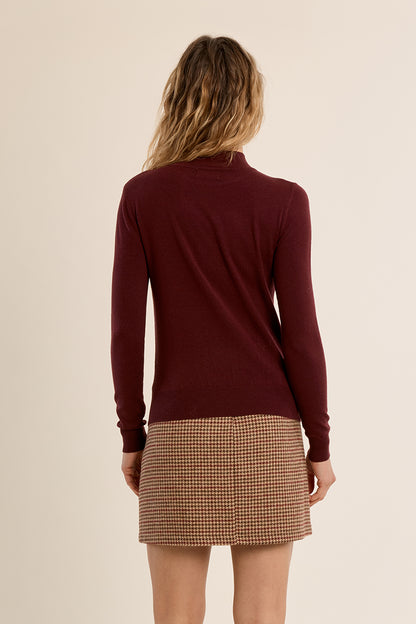 Bow Detail Knit Sweater - Dark Red