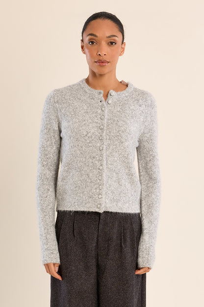 Plain Buttoned Cardigan - Ash Grey