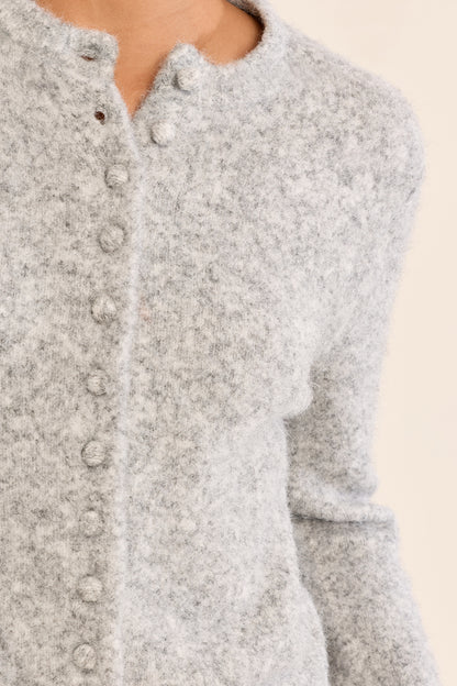 Plain Buttoned Cardigan - Ash Grey