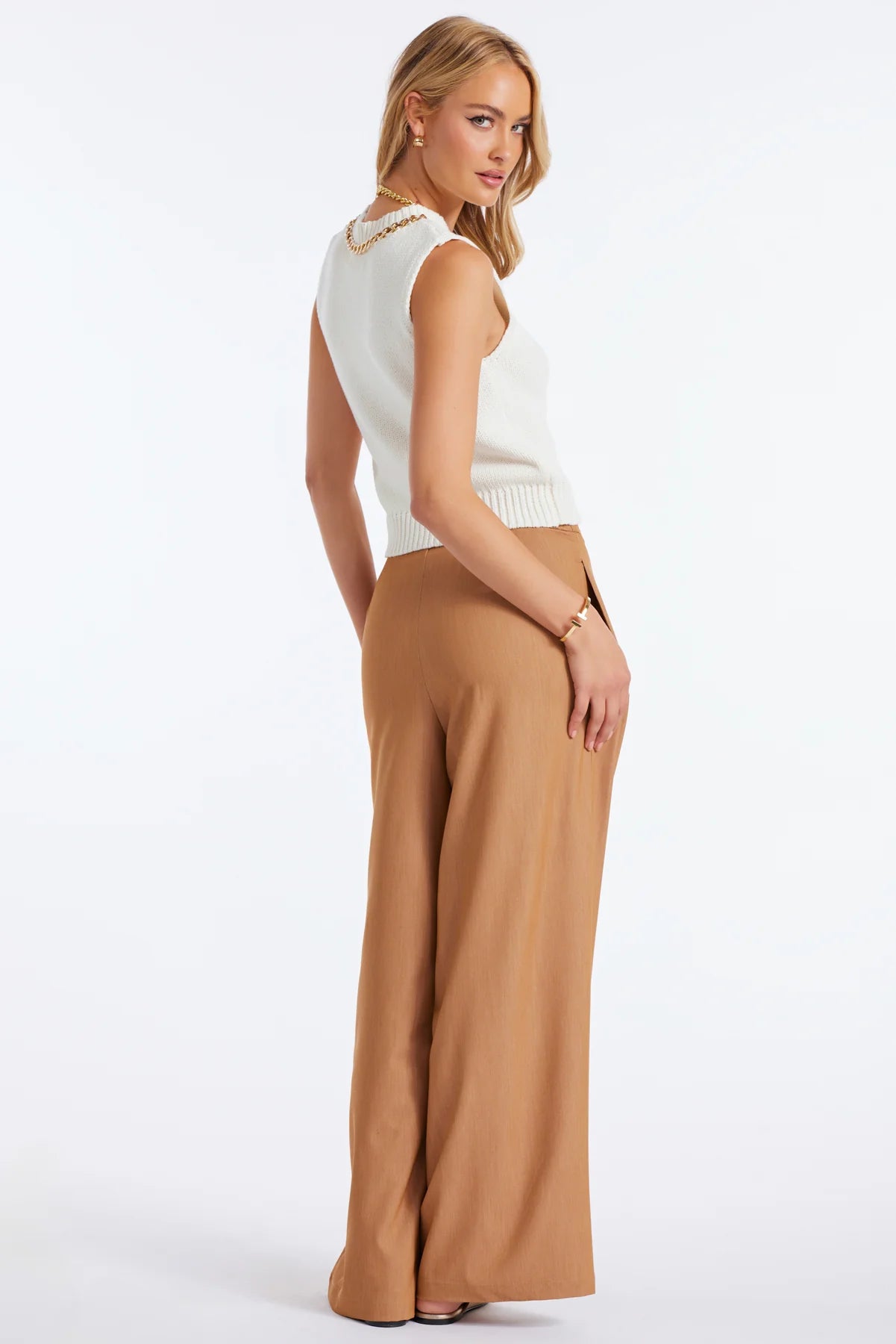 Savoy Chain Detail Sweater Tank Top - Ivory
