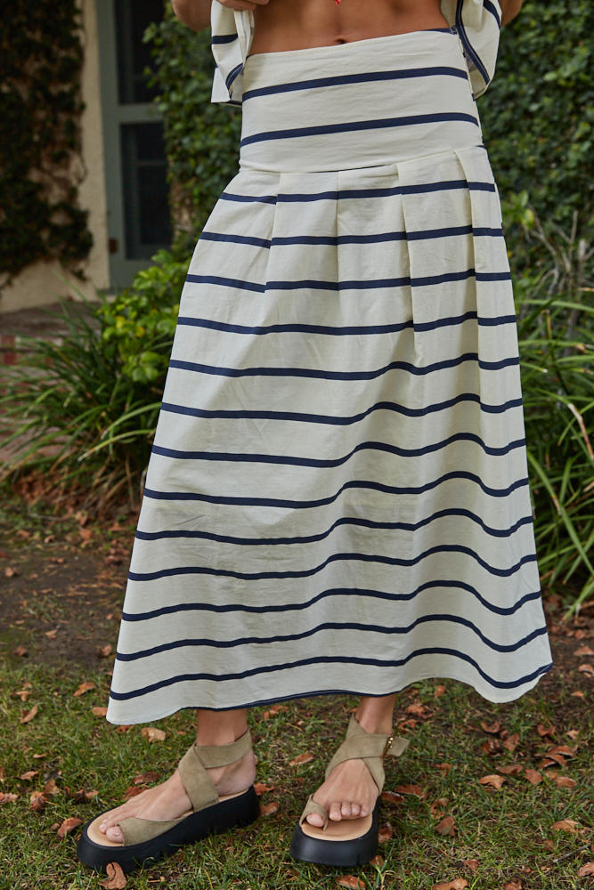 Sailor Flare Skirt - Cream/Navy