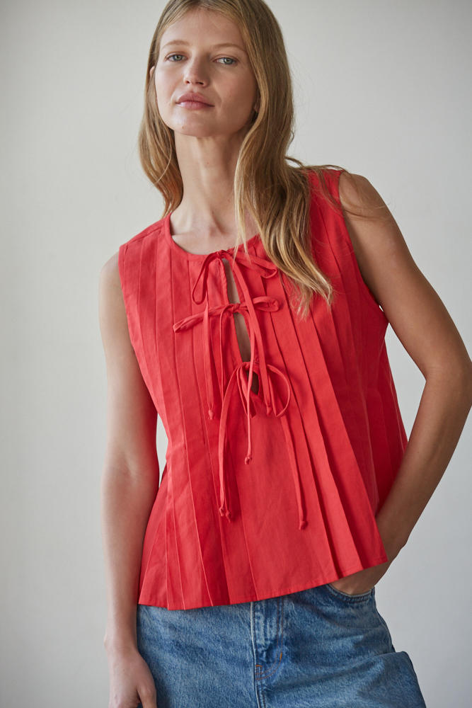 Davina Tie Top - Red