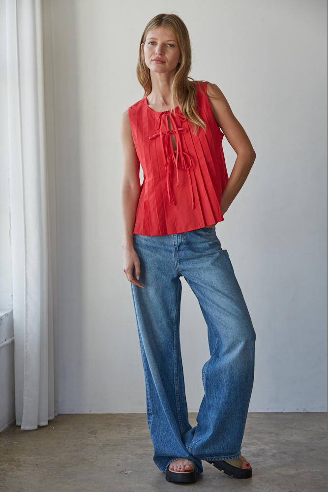 Davina Tie Top - Red