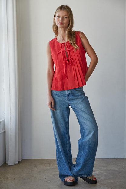 Davina Tie Top - Red