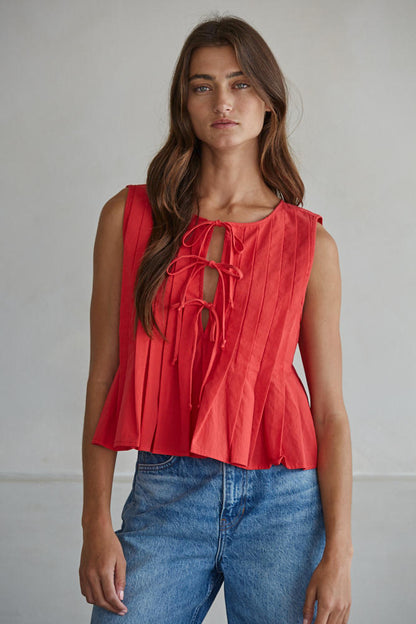 Davina Tie Top - Red