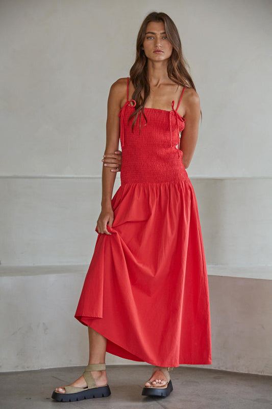 Rouge Smocked Dress - Red