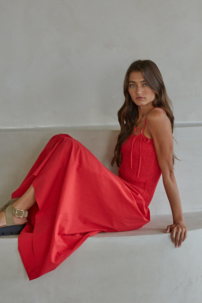 Rouge Smocked Dress - Red
