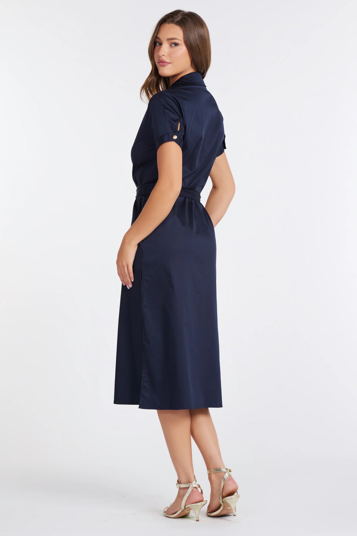 Lauren Button Front Shirt Dress - Indigo