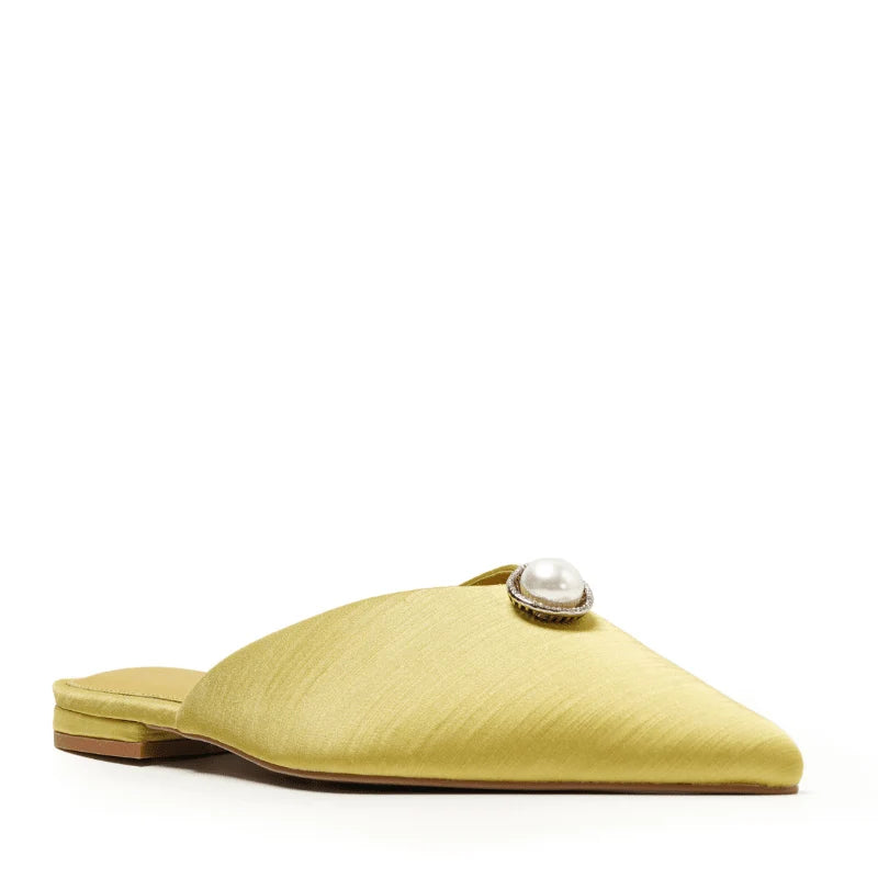 Beatrice Satin Mule - Green