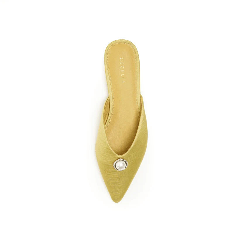 Beatrice Satin Mule - Green