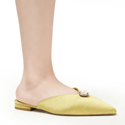 Beatrice Satin Mule - Green