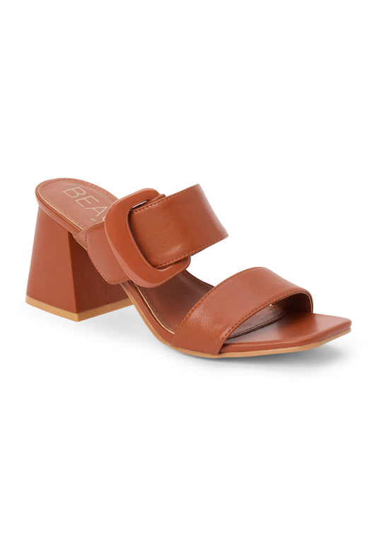 Sally Block Heel Sandal - Cognac