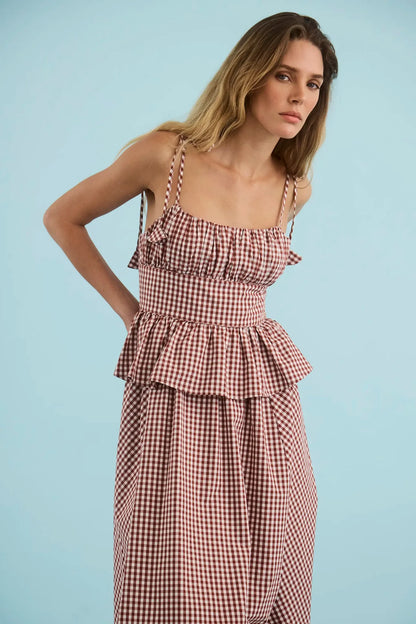 Betsy Dress - Costwold Check Rust