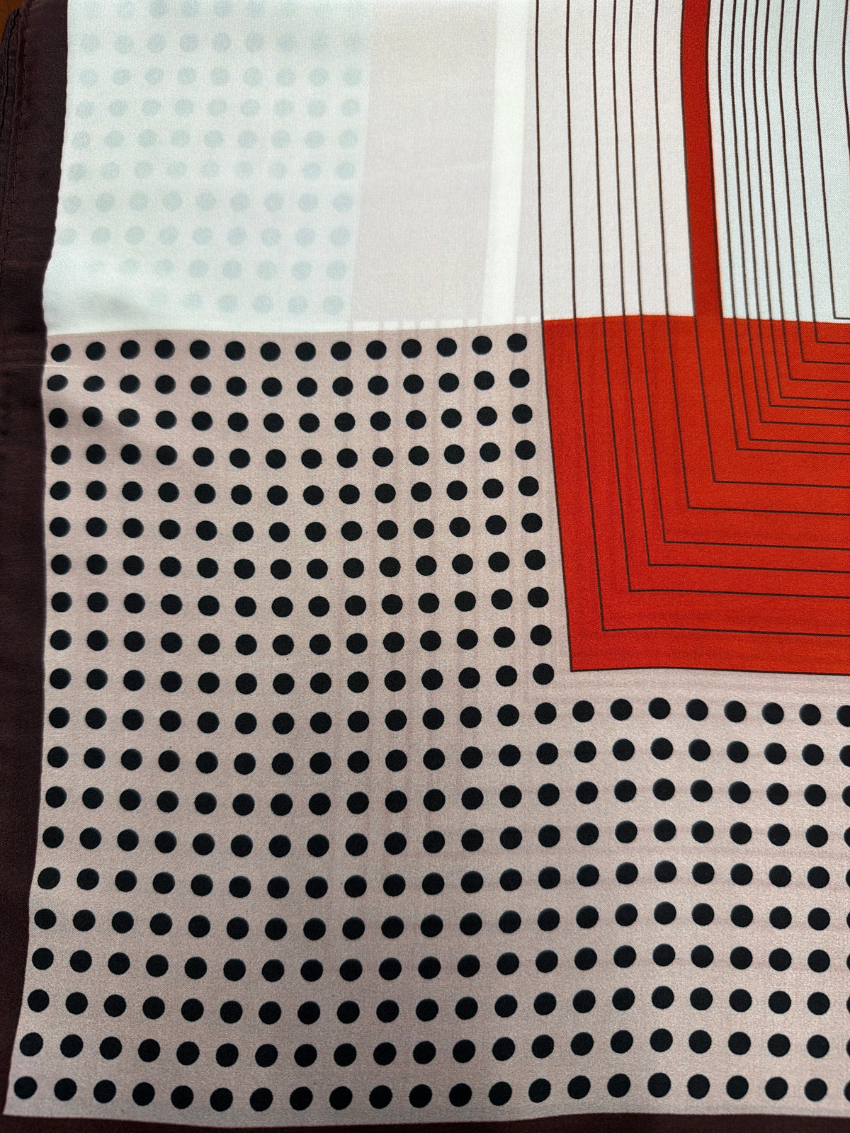 Geometric Pattern with Polka Dot Accents Scarf - Red