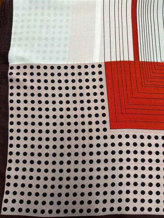 Geometric Pattern with Polka Dot Accents Scarf - Red