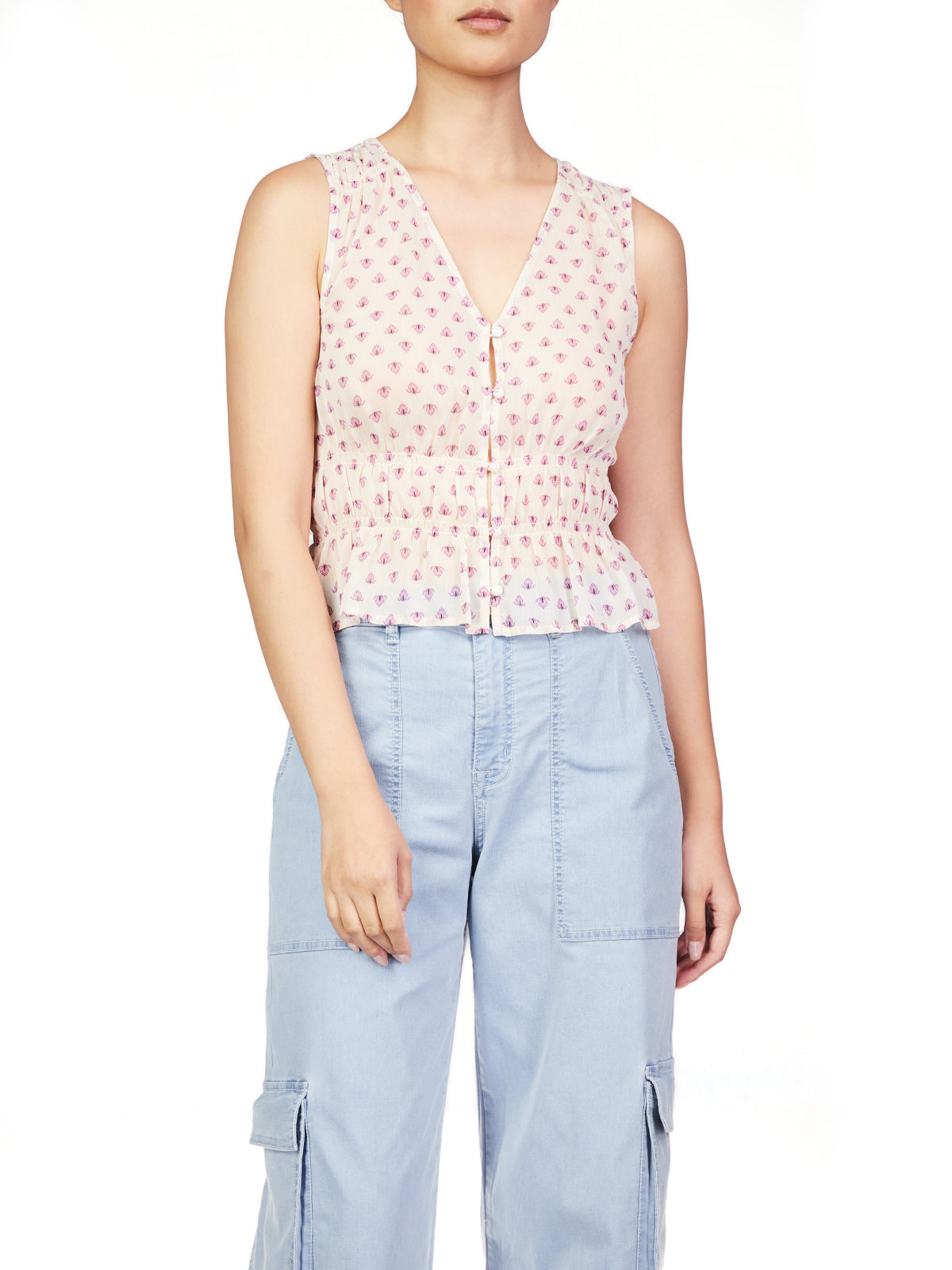Feather Weight Button Up Top - Lilac Crest