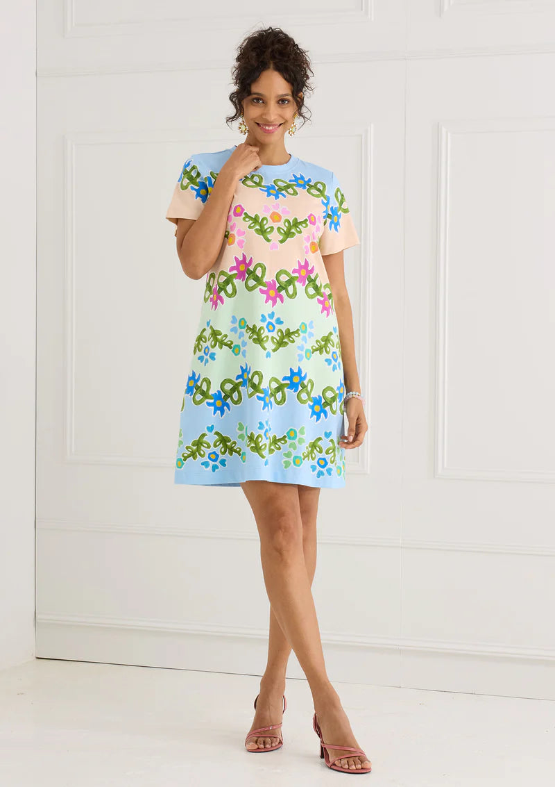 Charli Dress - Floral Folk Stripe