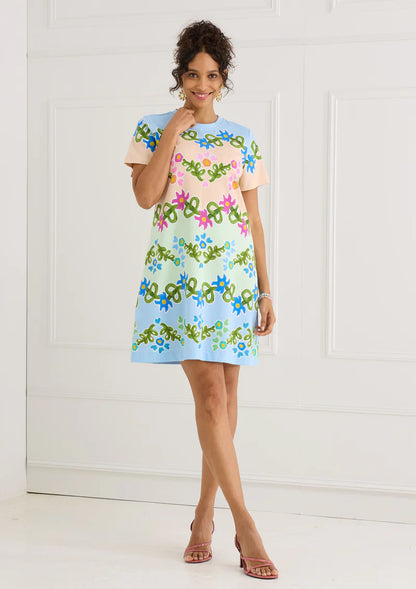 Charli Dress - Floral Folk Stripe