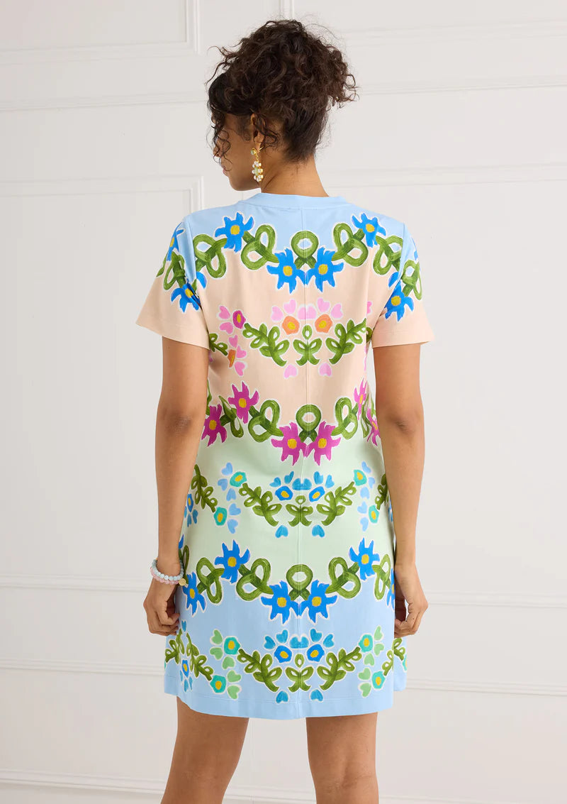 Charli Dress - Floral Folk Stripe