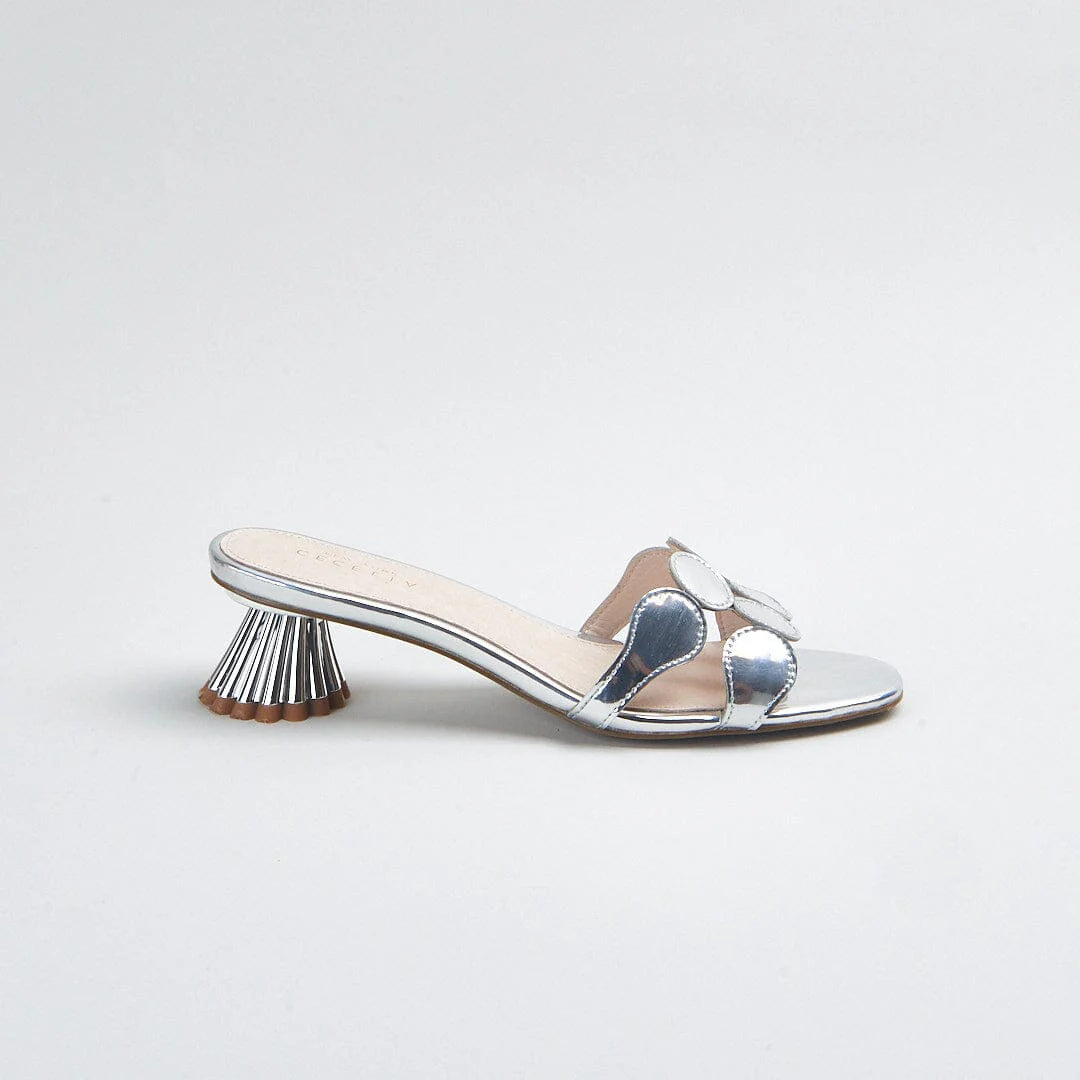 Bunny Kitten Heel Sandal - Silver