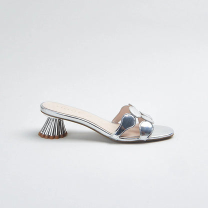 Bunny Kitten Heel Sandal - Silver