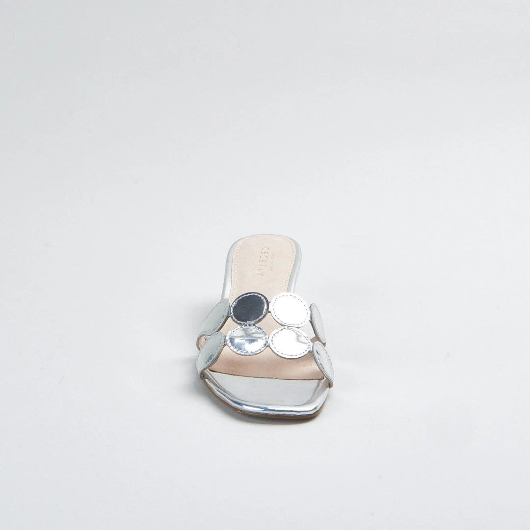 Bunny Kitten Heel Sandal - Silver