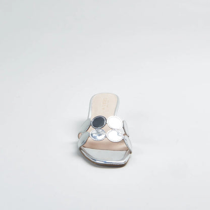 Bunny Kitten Heel Sandal - Silver