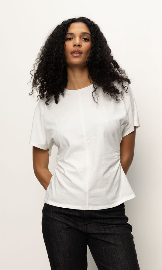 SHIRRED WAIST DOLMAN TEE