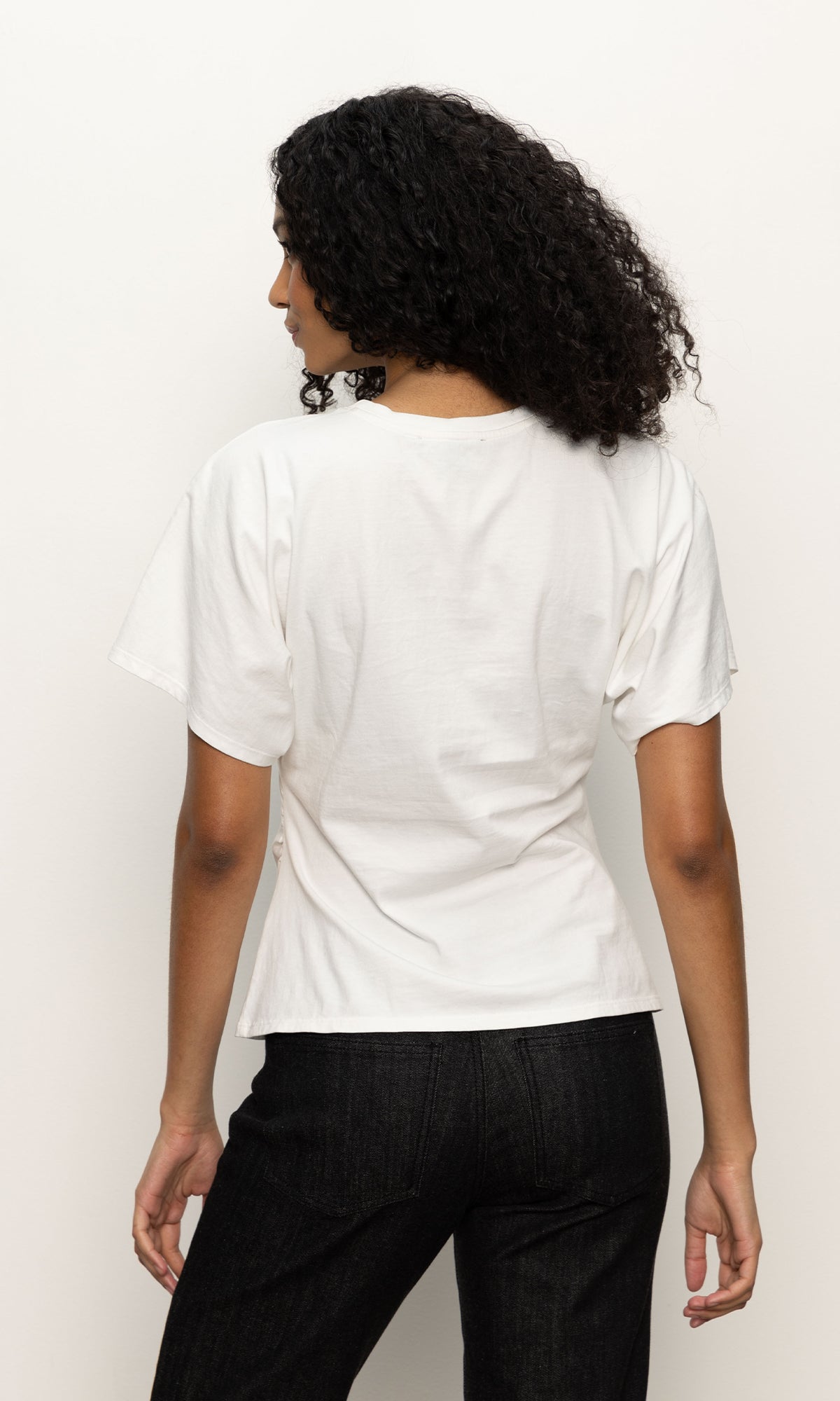 SHIRRED WAIST DOLMAN TEE