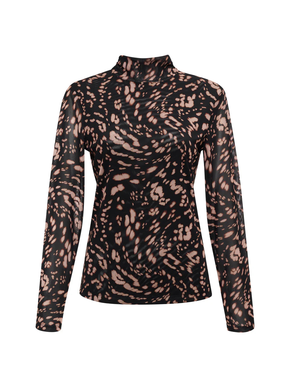 Long Sleeve Mesh Mock Neck Top - Nocturnal