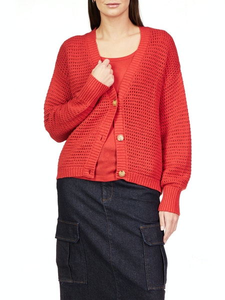 Falling for Fall Cardigan - Cherry Red