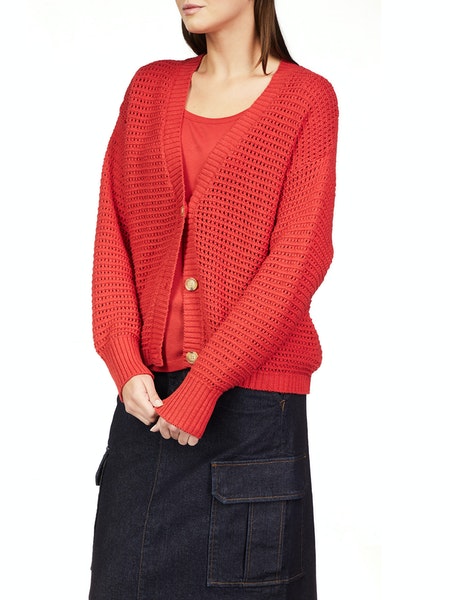 Falling for Fall Cardigan - Cherry Red