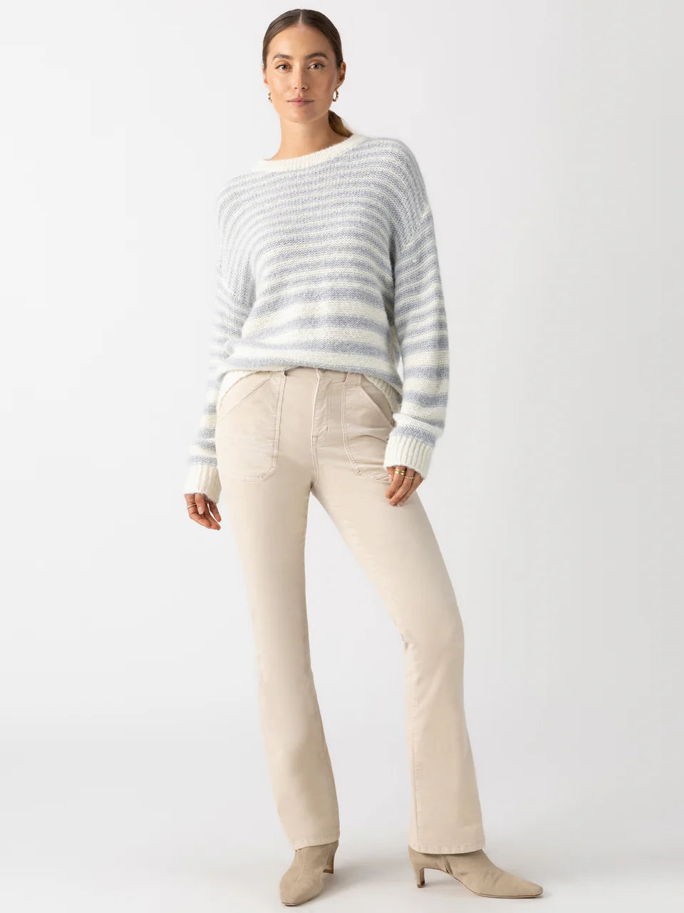 Fuzzy Tunic Sweater - Pearl Blue/Chalk White