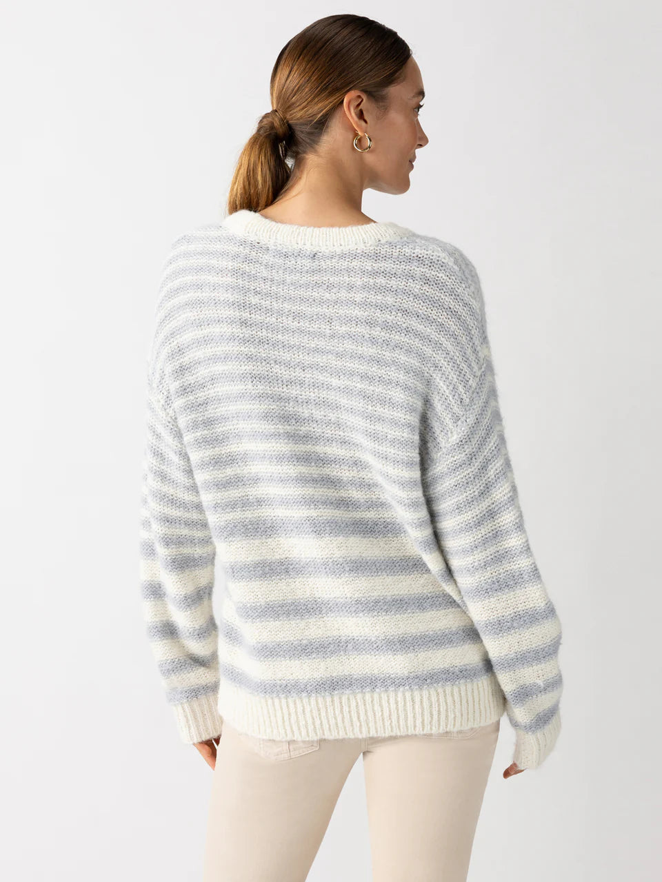 Fuzzy Tunic Sweater - Pearl Blue/Chalk White