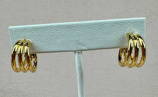 Triple Blossom Hoop Earrings
