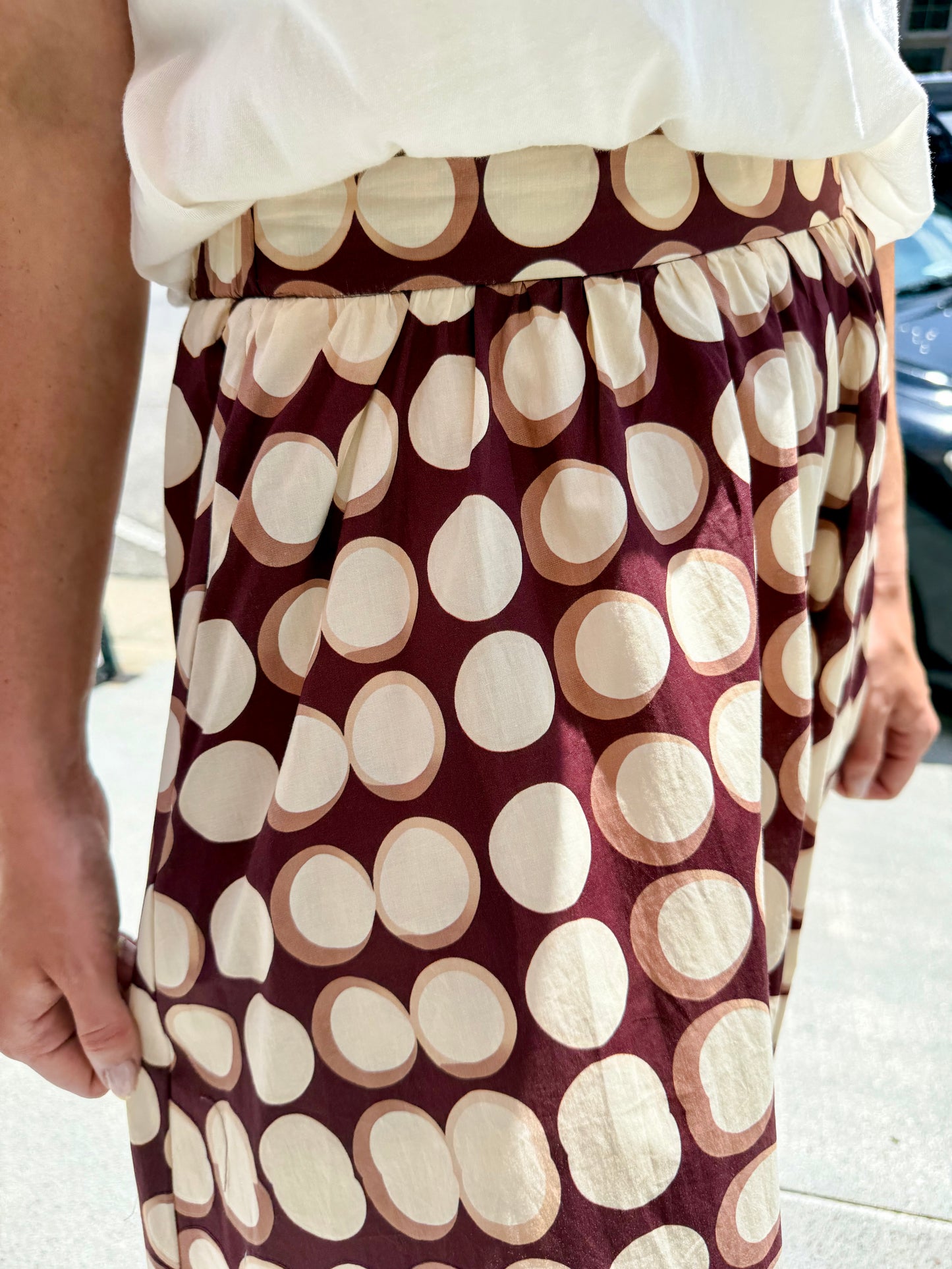 High Waisted Geometric Skirt - Brown