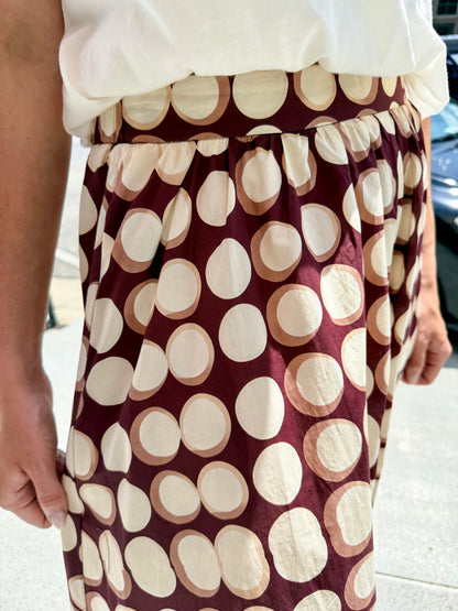 High Waisted Geometric Skirt - Brown